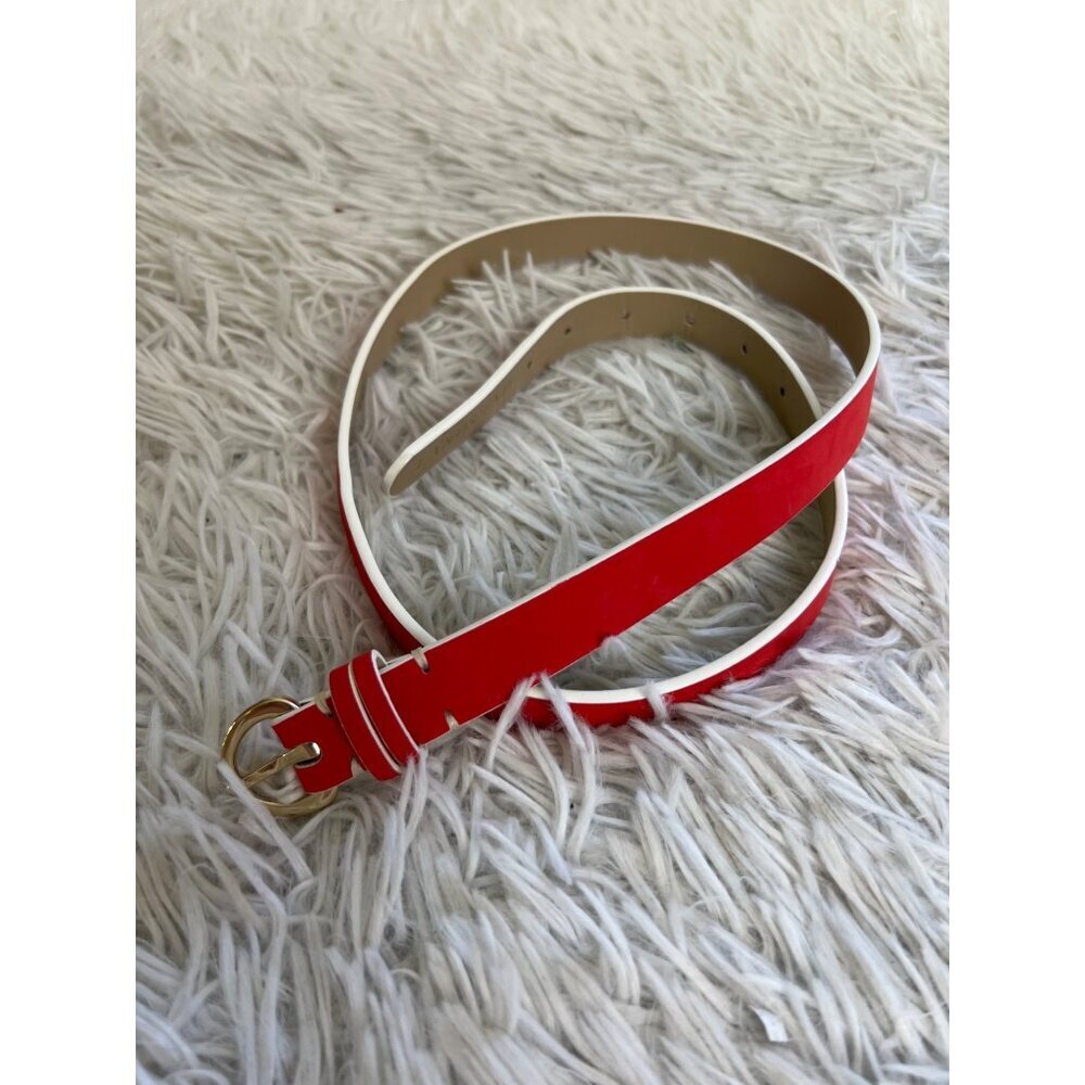 Land's End M Coral Skinny‎ Belt White Trim